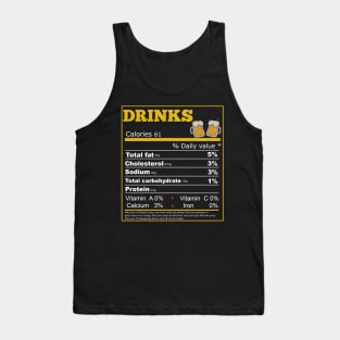 Funny Drinks Nutrition Facts Label Thanksgiving Tank Top